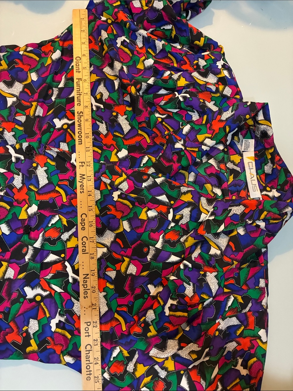 AMAZING vintage 1980s?  Chaus  Abstract colors pop double breasted blouse - Picture 5 of 11